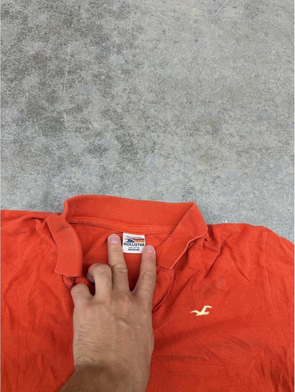 vintage hollister orange small logo polo surf shirt size medium - Picture 3 of 3